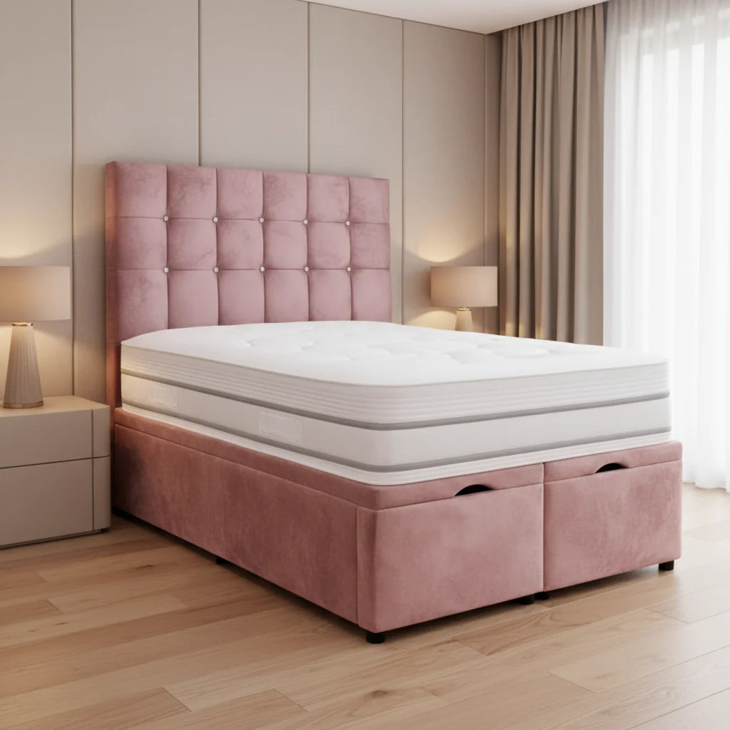 blush-pink-velvet-divan-bed_2_1 - PureHomeFurniture