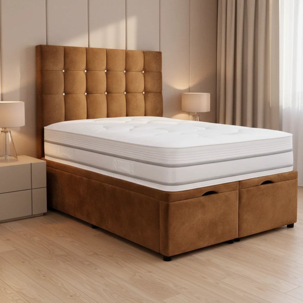 brown-velvet-divan-bed_2 - PureHomeFurniture