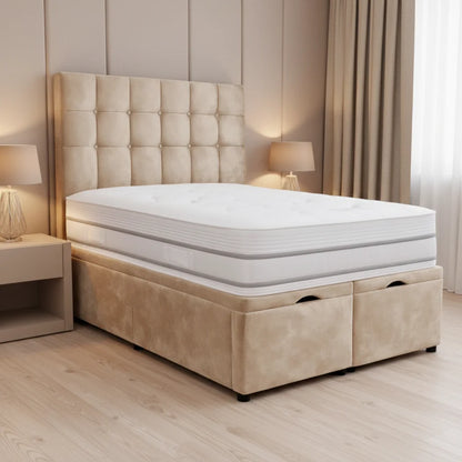 champagne-beige-velvet-divan-bed_2 - PureHomeFurniture